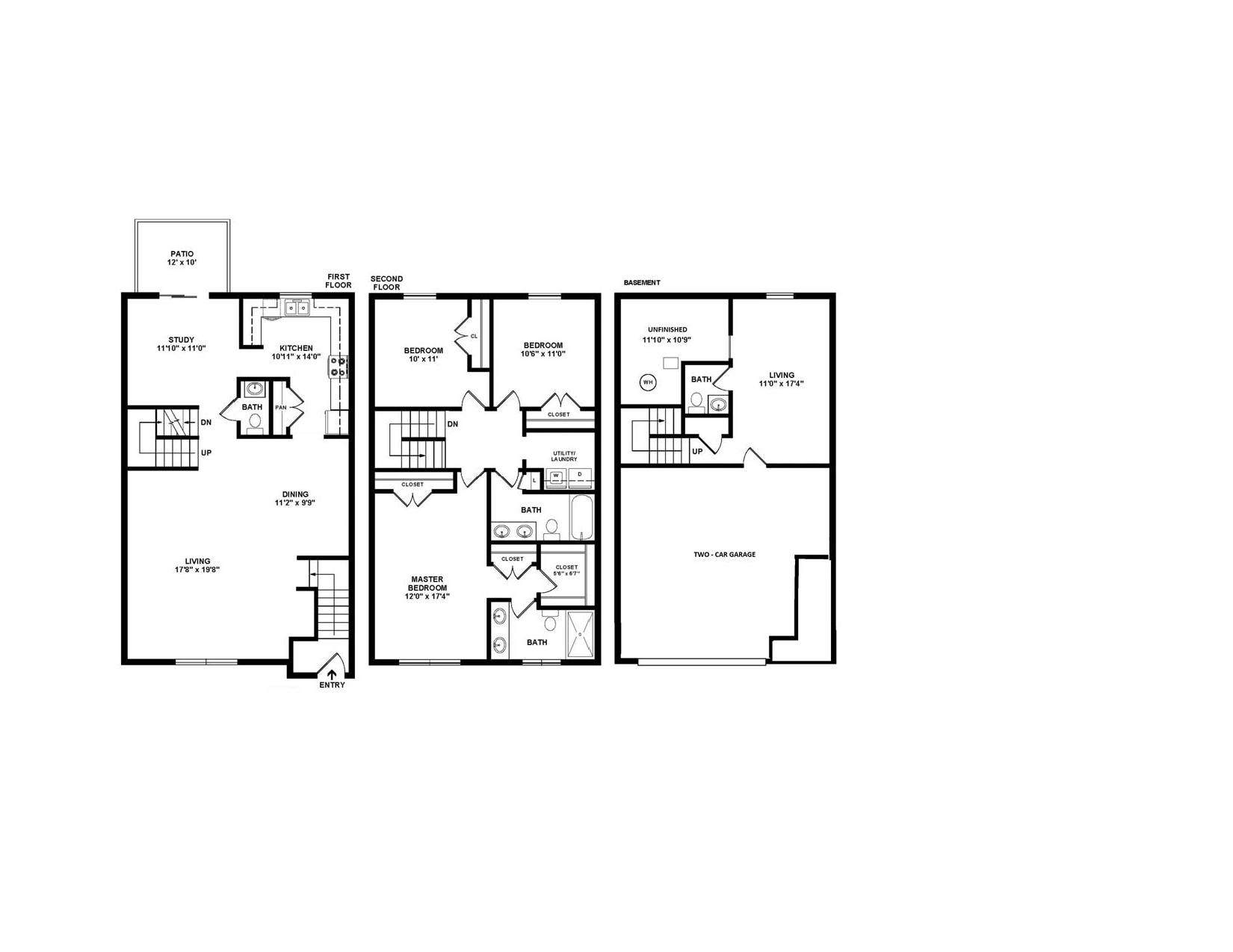 A floor plan of a two-story residential building.